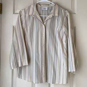 Liz Claiborne 3/4 Sleeve Button Down Striped Shirt